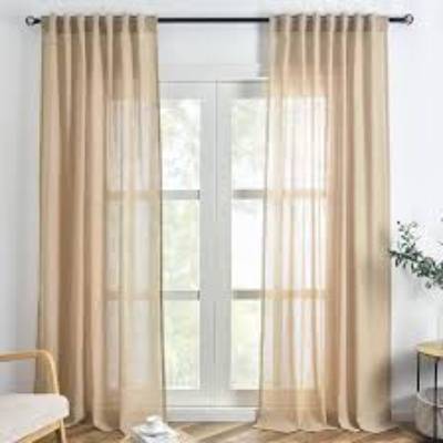 Cream Linen Back Tab Curtains 84 Inch Length for Living Room