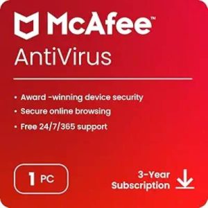 McAfee Antivirus 2025 | 1 Device, 3 Year | Antivirus Internet Security Software | Email Delivery